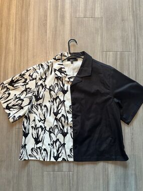 Black & White Floral Half-Panel Jacket (XL)